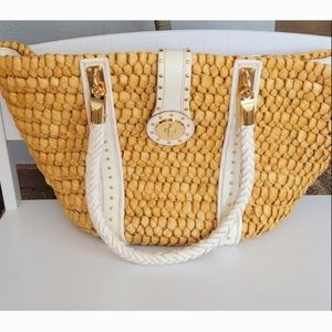 Michael Kors Wicker Large Tote Leather Rope Straps